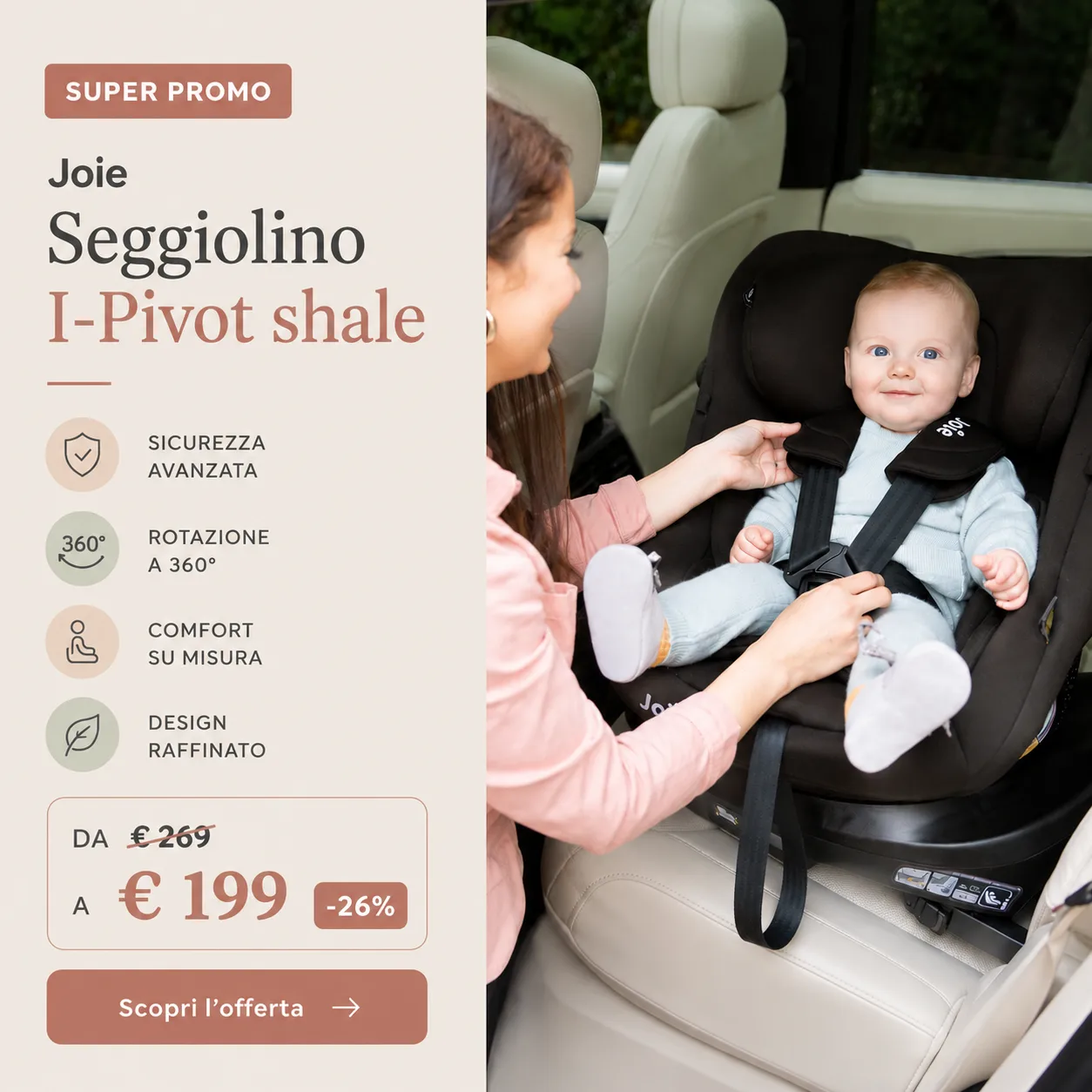 Joie i-Pivot 360 i-Size Shale, seggiolino auto girevole