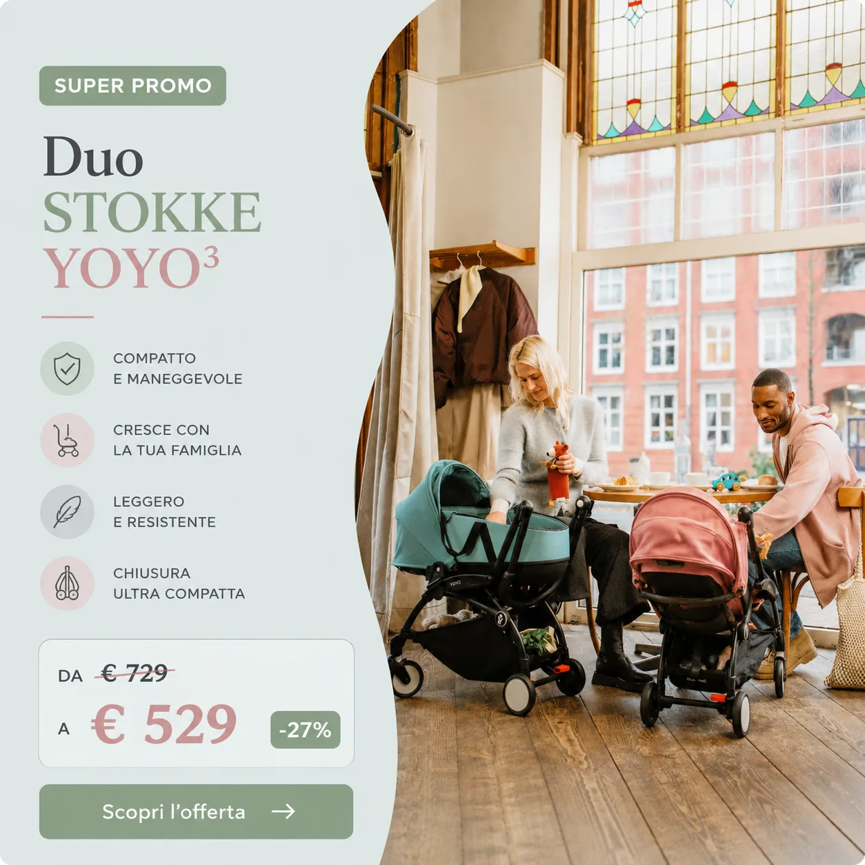Stokke Yoyo3 Duo con bassinet 0+ e rivestimento 6+