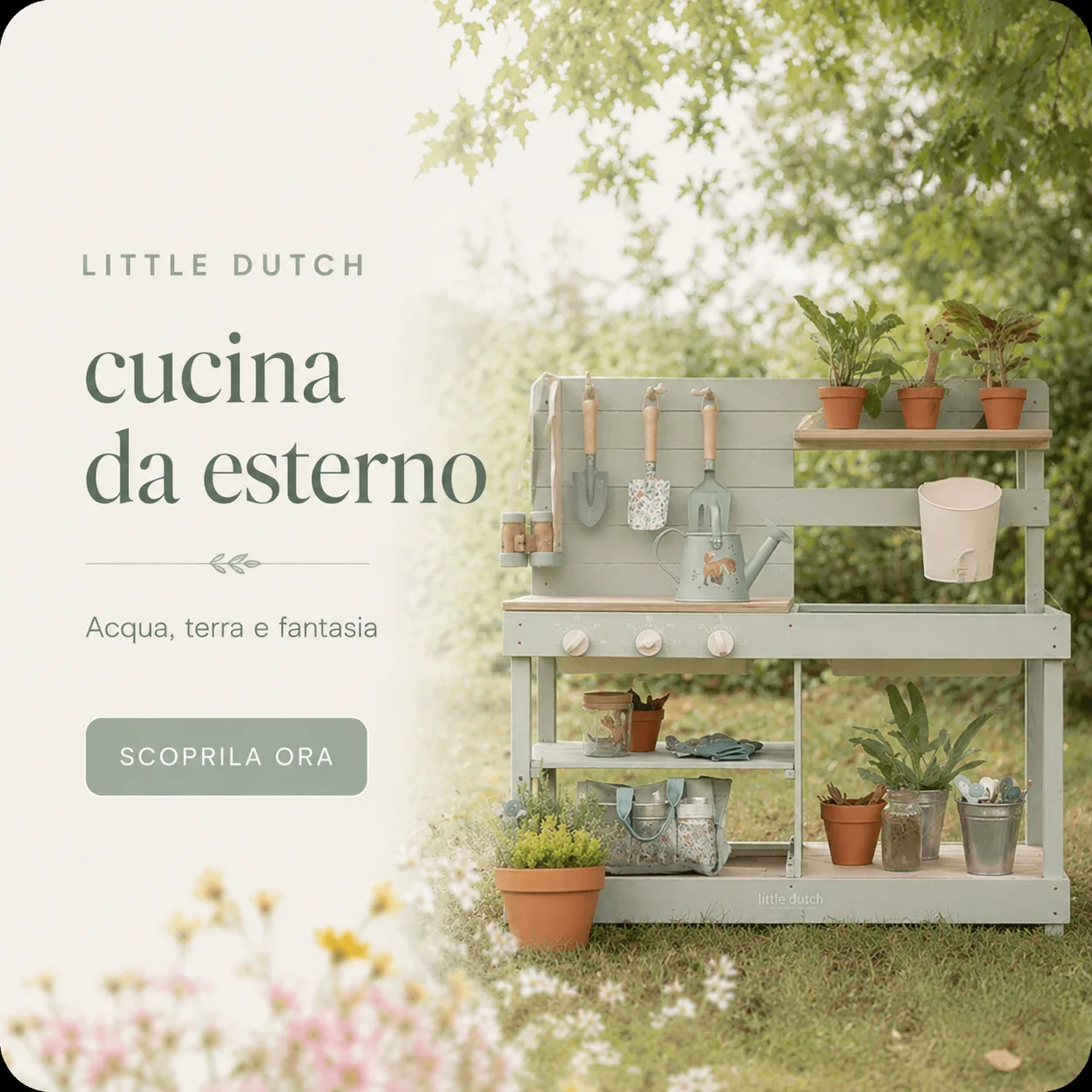 Little Dutch cucina da esterno in legno FSC per giochi d’acqua, terra e fantasia
