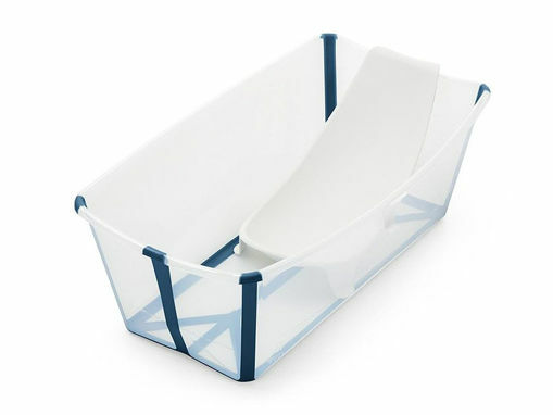 Immagine di Stokke vaschetta pieghevole Flexi Bath con supporto Newborn trasparente-blu - Vaschette