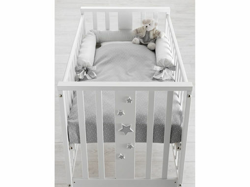 Completo Lettino 3 Pezzi Italbaby Stelline Grigio - Lenzuola Cotone 100% - Made In Italy - Foto 4