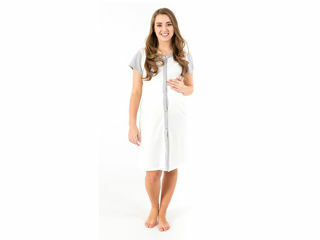 Immagine di Mysanity camicia da notte con apertura davanti bicolor b/grigio tg S - Premaman
