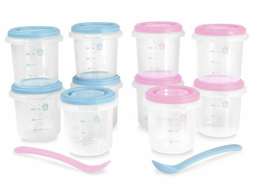 Immagine di Miniland contenitori ermetici 10 pz + 2 cucchiai azzurro-rosa - Accessori vari
