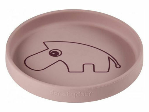 Immagine di Done by Deer piatto in silicone alimentare Zebee rosa cipria - Piatti e posate