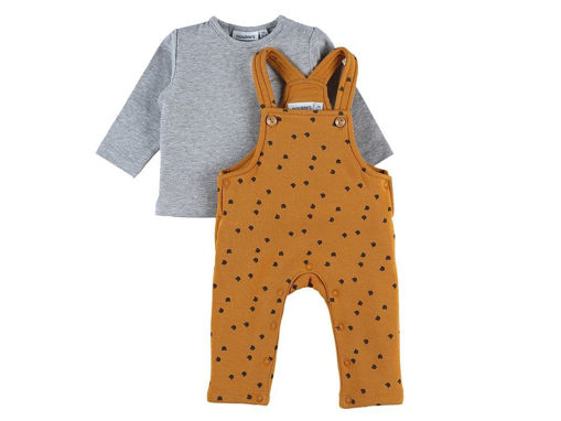 Immagine di Noukie's set salopette gialla con maglia grigia tg 12 mesi - Tutine