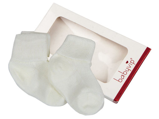 Immagine di Premamy 2 paia primo calzino neonato con risvolto in caldo cotone bianco - Calzine per neonato