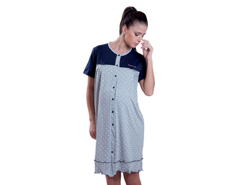Immagine di Premamy camicia da notte clinica aperta davanti mezza manica grigio tg S - Premaman