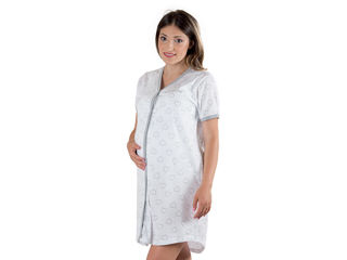 Immagine di Premamy camicia da notte clinica aperta davanti mezza manica bianco con cuori tg XL - Intimo e notte mamma