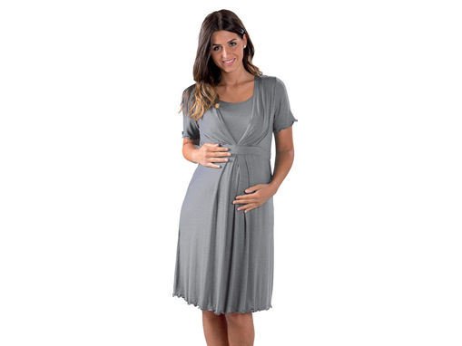Immagine di Premamy camicia da notte per gravidanza e allattamento mezza manica grigio tg S - Premaman