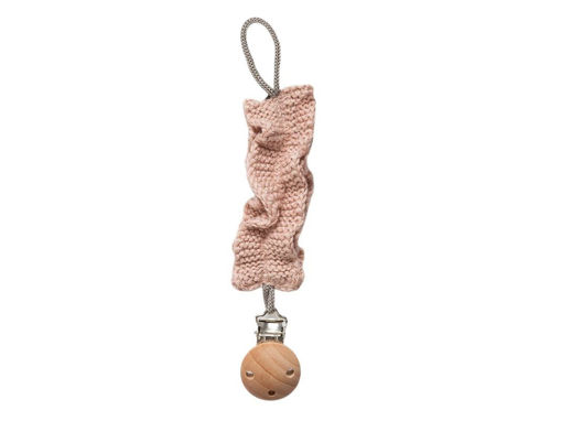 Immagine di Bamboom portaciuccio con clip in legno lavorato a maglia rosa - Accessori vari