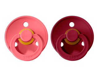 Immagine di Bibs set 2 ciucci in caucciù Colour 0-6 m corallo e rubino - Idee regalo neonato