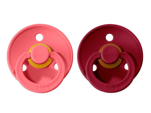 Immagine di Bibs set 2 ciucci in caucciù Colour 0-6 m corallo e rubino - Ciucci