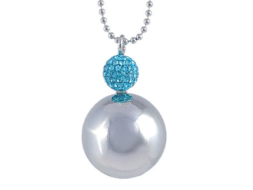 Immagine di Mamirosa collana chiama angeli Cristal Ball Ø 20 mm rodio strass celesti - Accessori moda
