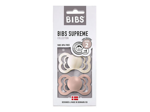 Immagine di Bibs 2 ciucci in silicone Supreme 6m+ mesi avorio e rosa cipria - Ciucci