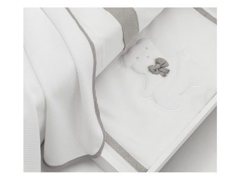 Immagine di Erbesi coperta in pile Dudù bianco grigio - Corredino nanna