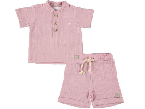 Immagine di Dili Best Natural set maglia e pantaloncino rosa tg 6-12 mesi - T-Shirt e Top