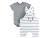 Immagine di Noukie's completo salopette a righe bianco-grigio tg 9 mesi - Vestiti