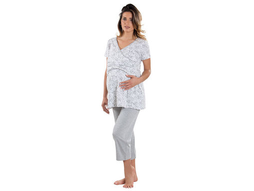 Immagine di Premamy pigiama pre e post parto manica corta var. grigio 11 tg S - Premaman