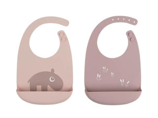 Immagine di Done by Deer set 2 bavaglini in silicone alimentare ozzo cipria - Bavaglini Bamboom