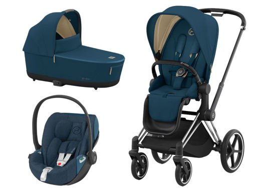 Immagine di Cybex trio Priam 4.0 telaio chrome black-mountain blue - Passeggini trio e duo