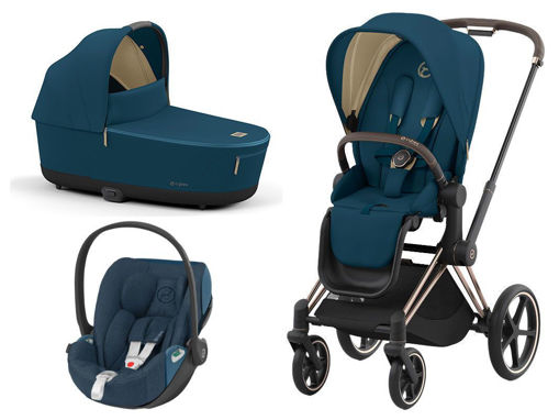 Immagine di Cybex trio Priam 4.0 telaio rosegold-mountain blue - Passeggini trio e duo