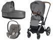 Immagine di Cybex trio Priam plus 4.0 telaio chrome brown-manhattan grey - Passeggini trio e duo