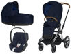 Immagine di Cybex trio Priam plus 4.0 telaio chrome brown-midnight blue - Passeggini trio e duo