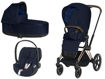 Immagine di Cybex trio Priam plus 4.0 telaio rosegold-midnight blue - Passeggini trio e duo