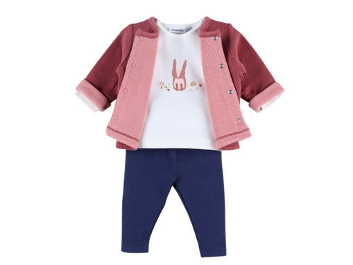 Immagine di Noukie's completo cardigan, t-shirt e pantaloni bianco-rosa tg 3 - T-Shirt e Top