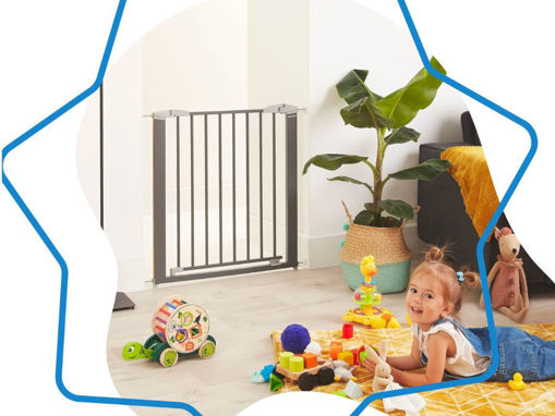 Badabulle B025233 Safe & Lock Wood Metal Safety Barrier - Opening 73 To 81.5 Cm