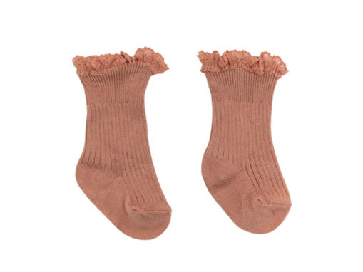 Immagine di Bamboom calze bimba con pizzo in bambù rosa antico scuro 412 tg 0-3 mesi - Calzine per neonato