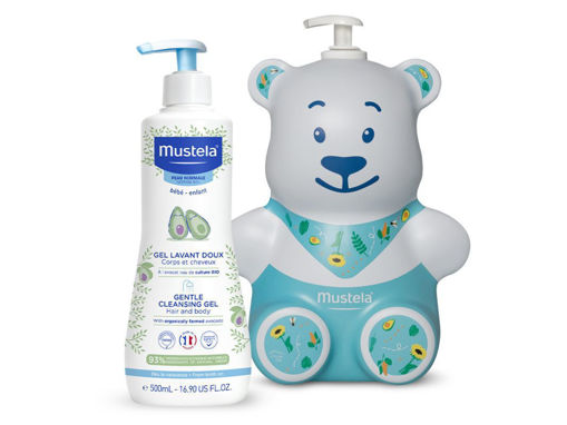Immagine di Mustela orsetto copriflacone con detergente delicato 500 ml - Idee regalo neonato