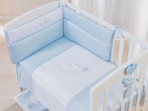Immagine di Picci microletto Lila con decoro, pendaglio e materasso cielo - Lettini