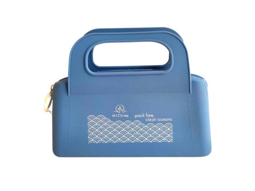 Immagine di Mizu Baby gift set con borsa in silicone blu - Accessori per il bagnetto