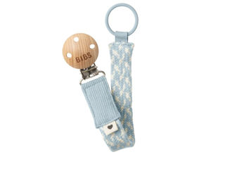 Immagine di Bibs clip portaciuccio Pacifier Baby Blue/Ivory - Portaciuccio e catenelle