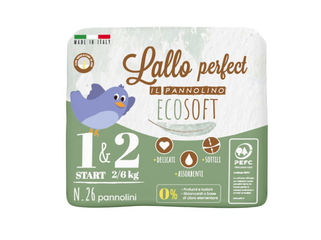 Pannolini Lallo Perfect Ecosoft taglia 4 Maxi (7/18Kg) - 256 Pannolini +  Salviettine con aloe vera