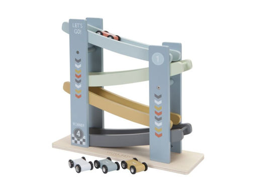Immagine di Little Dutch scivolo in legno con macchinine blu - Giocattoli in legno Little Dutch