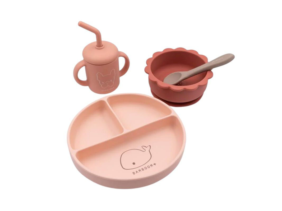 Set Alimentazione Bambini PandaEar In Silicone - Piatti, Scodelle, Bicchieri E Posate Con Ventose