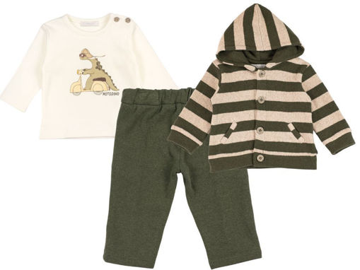 Immagine di Coccodè completo hoodie t-shirt e pantaloni slim fit Dino verde bosco tg 12 mesi - Vestiti