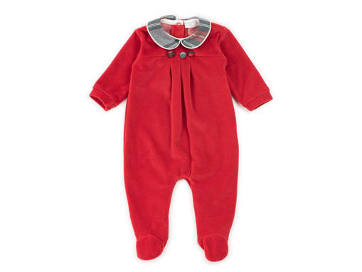 Immagine di Coccodè tutina in ciniglia con ricamo rosso-scozzese grigio rosso C58902-273 tg 1 mese - Tutine