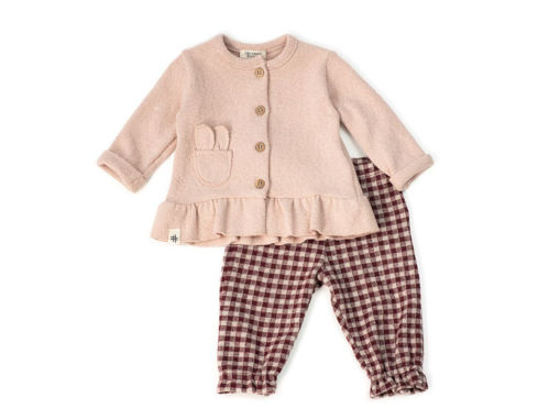 Immagine di Coccodè completo in caldo jersey e jacquard rosa polvere-vichy melograno C58303-332 tg 9 mesi - Vestiti