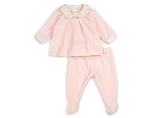 Immagine di Coccodè ghettina in ciniglia con colletto in plumetis rosa C58053-2 tg 1 mese - Tutine