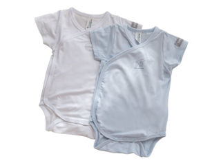 Immagine di Bamboom body mezza manica bianco-azzurro 2 pz 528-03 tg 0-1 mese - Body neonato