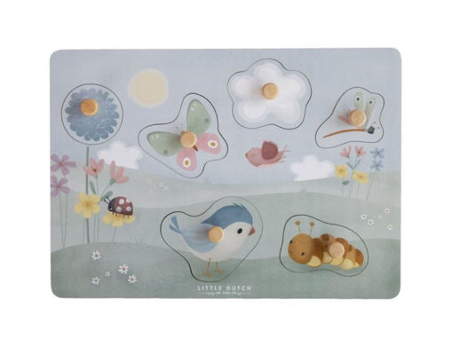 Immagine di Little Dutch Puzzle tattile Flowers and Butterflies - Giocattoli in legno Little Dutch