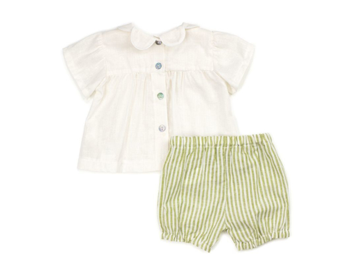 Immagine di Coccodè completo 2 pz in cotone e lino verde foglia C59164 tg 3 mesi - Tutine