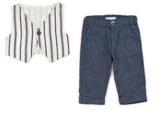Immagine di Coccodè completo pantaloni e gilet misto lino C59356+C59320 tg 6 mesi - Tutine