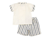Immagine di Coccodè completo camicia + bermuda misto lino riga panna blu C59308 tg 6 mesi