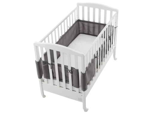 Paracolpi Per Lettino Neonati 2 Pezzi - Rete Air Mesh Traspirante 128x30cm, Grigio Stelle - Foto 8