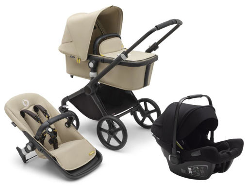 Immagine di Bugaboo trio Fox Cub sistema modulare black/desert beige-desert beige - Passeggini trio e duo