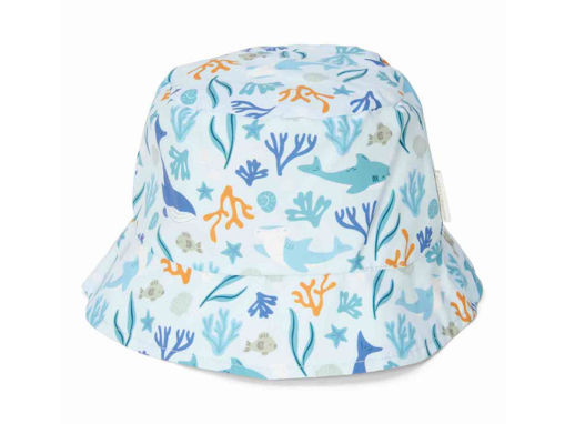 Immagine di Little Dutch cappello da sole reversibile Honey Stripes/Ocean Dreams blu tg 1 (62-80 cm) - Cappelli e guanti
